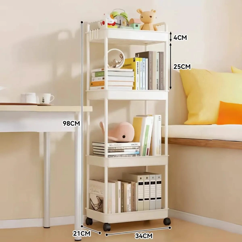 CARRITO ORGANIZADOR BLANCO CON RUEDAS Y 4 NIVELES PARA ALMACENAMIENTO - 7