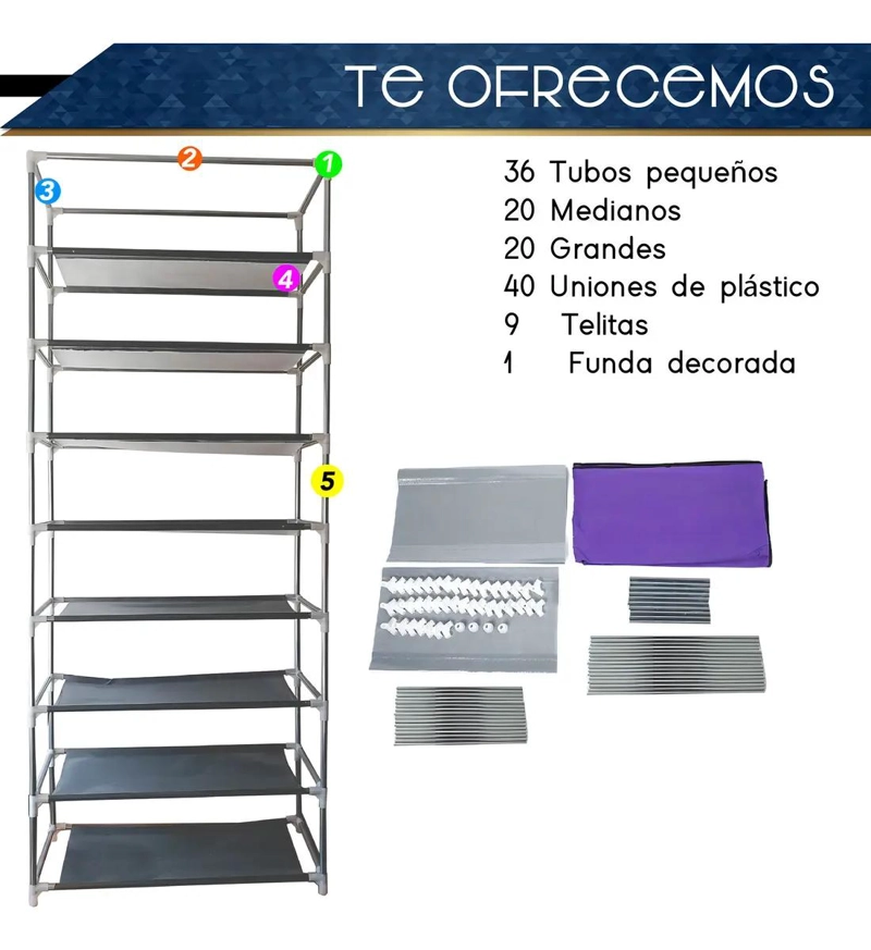 ZAPATERA ORGANIZADOR DE 9 NIVELES PARA 27 PARES DE ZAPATOS - 2