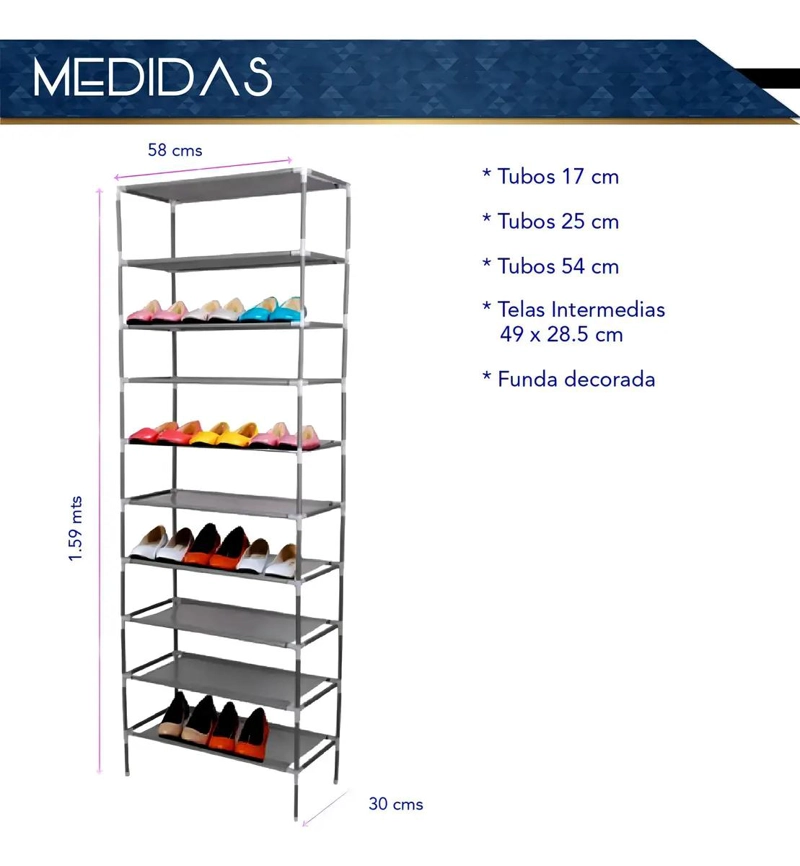 ZAPATERA ORGANIZADOR DE 9 NIVELES PARA 27 PARES DE ZAPATOS - 3