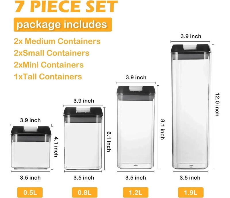 SET DE 7 CONTENEDORES HERME TICOS PARA ALIMENTOS - 4