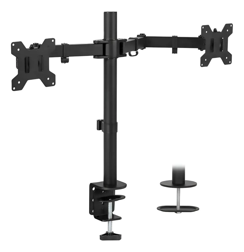 SOPORTE DOBLE PARA MONITOR CON BRAZOS AJUSTABLES Y VESA - 1