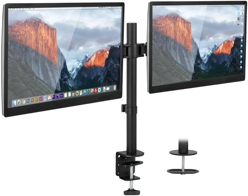 SOPORTE DOBLE PARA MONITOR CON BRAZOS AJUSTABLES Y VESA - 2