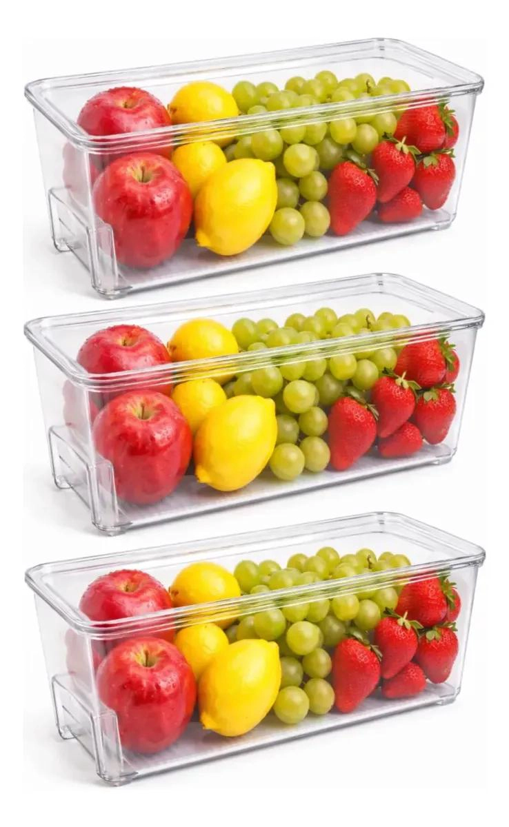 CONTENEDOR ORGANIZADOR TRANSPARENTE PARA REFRIGERADOR CON ASA - 1