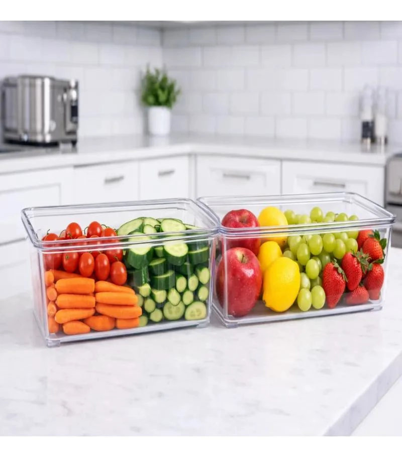 CONTENEDOR ORGANIZADOR TRANSPARENTE PARA REFRIGERADOR CON ASA - 5