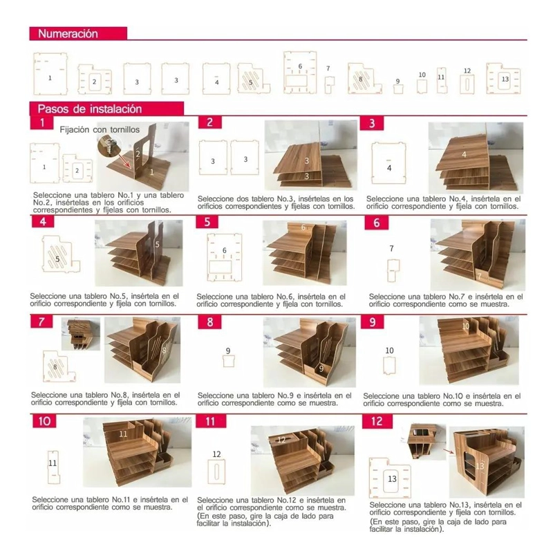 ESTANTE ORGANIZADOR DE MADERA NATURAL PARA ESCRITORIO - 4