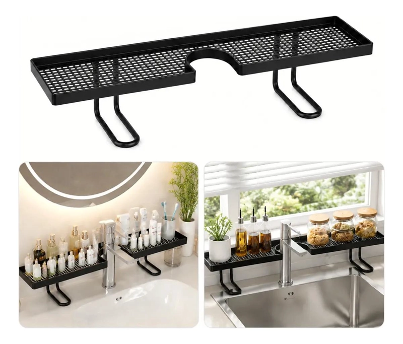 ORGANIZADOR DE ACERO NEGRO DE 60CM PARA GRIFO DE LAVAPLATOS - 1