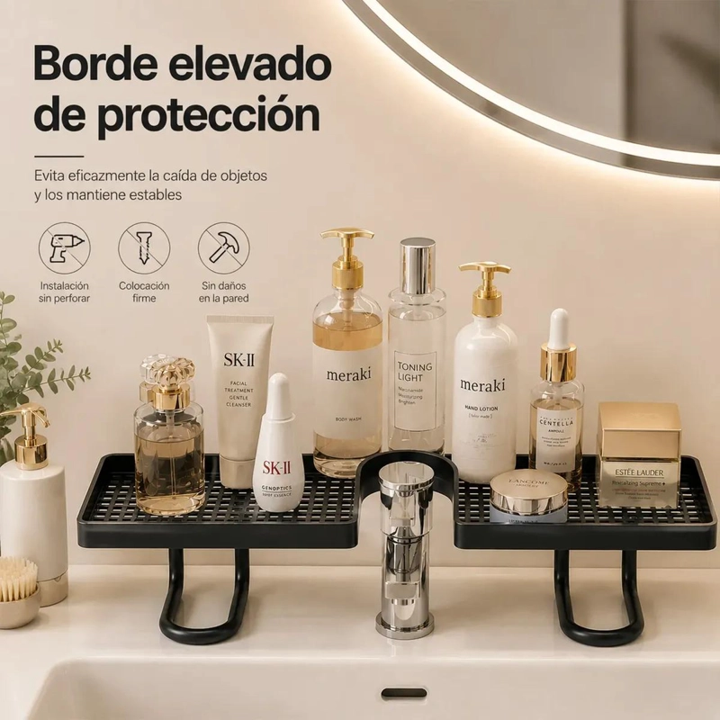 ORGANIZADOR DE ACERO NEGRO DE 60CM PARA GRIFO DE LAVAPLATOS - 2