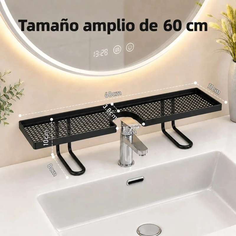 ORGANIZADOR DE ACERO NEGRO DE 60CM PARA GRIFO DE LAVAPLATOS - 4