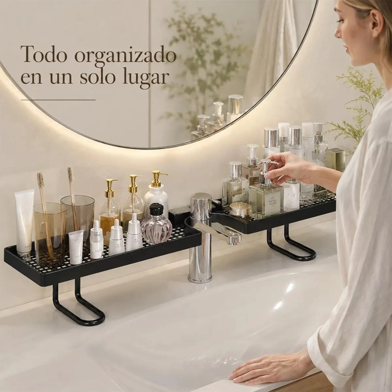 ORGANIZADOR DE ACERO NEGRO DE 60CM PARA GRIFO DE LAVAPLATOS - 7
