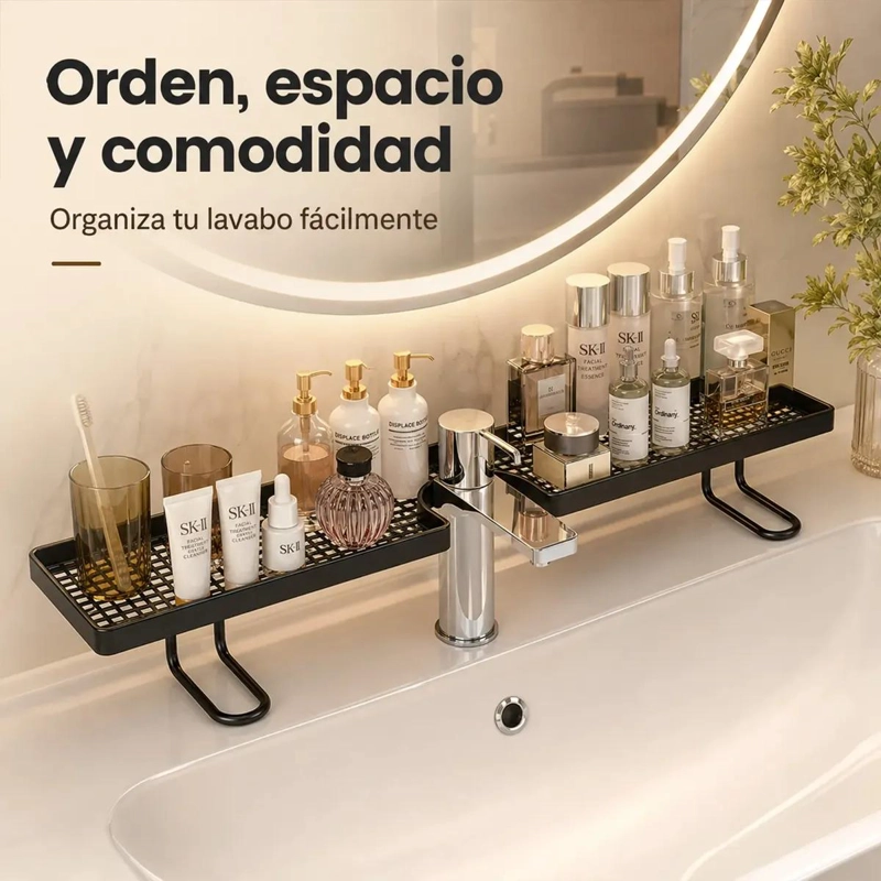 ORGANIZADOR DE ACERO NEGRO DE 60CM PARA GRIFO DE LAVAPLATOS - 8