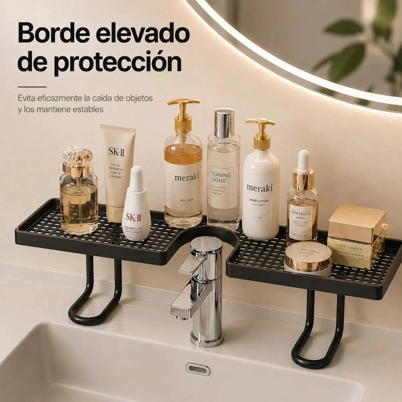 ORGANIZADOR DE ACERO NEGRO DE 60CM PARA GRIFO DE LAVAPLATOS - 9