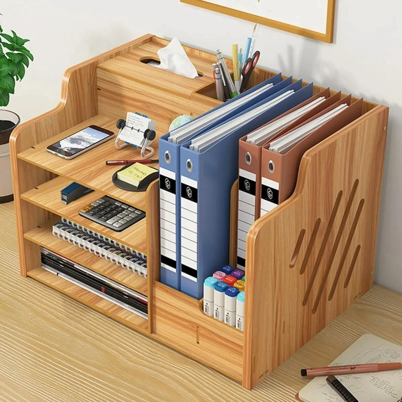 ESTANTE ORGANIZADOR DE MADERA PARA OFICINA Y HOGAR - 2