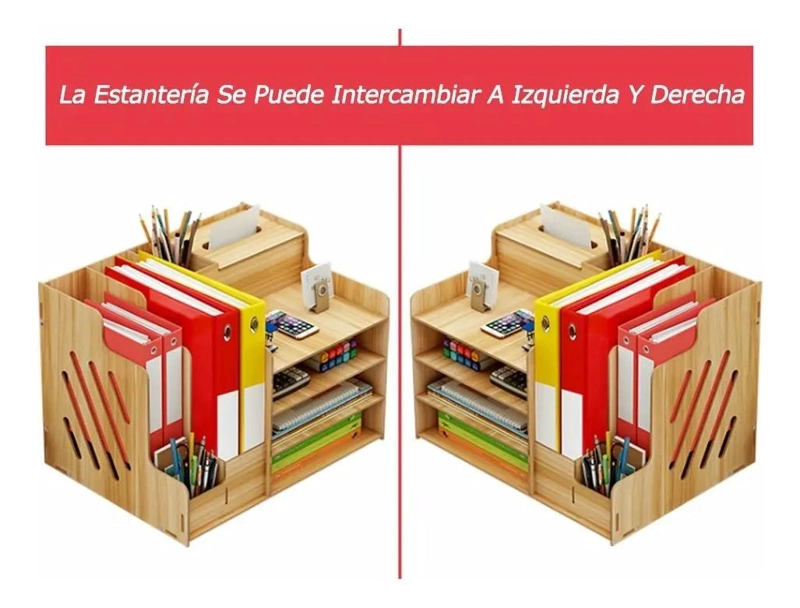 ESTANTE ORGANIZADOR DE MADERA PARA OFICINA Y HOGAR - 6