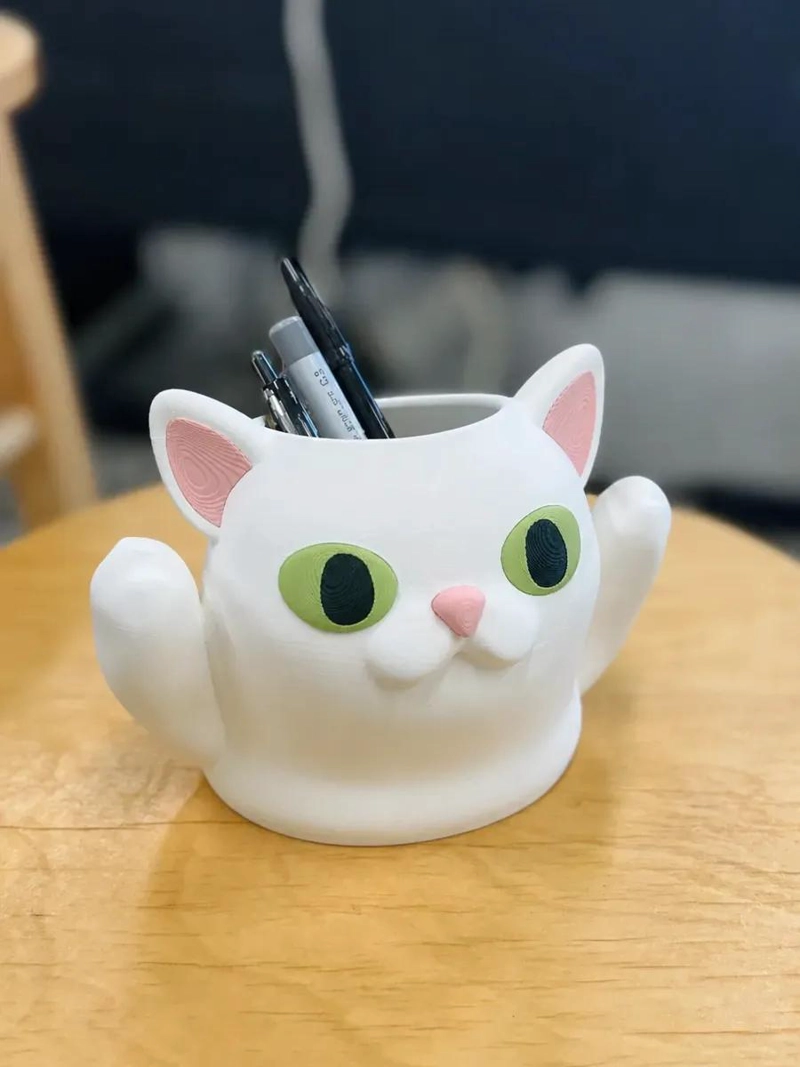 ORGANIZADOR DE ESCRITORIO GATITO 3D PARA LAPICES Y ACCESORIOS - 3
