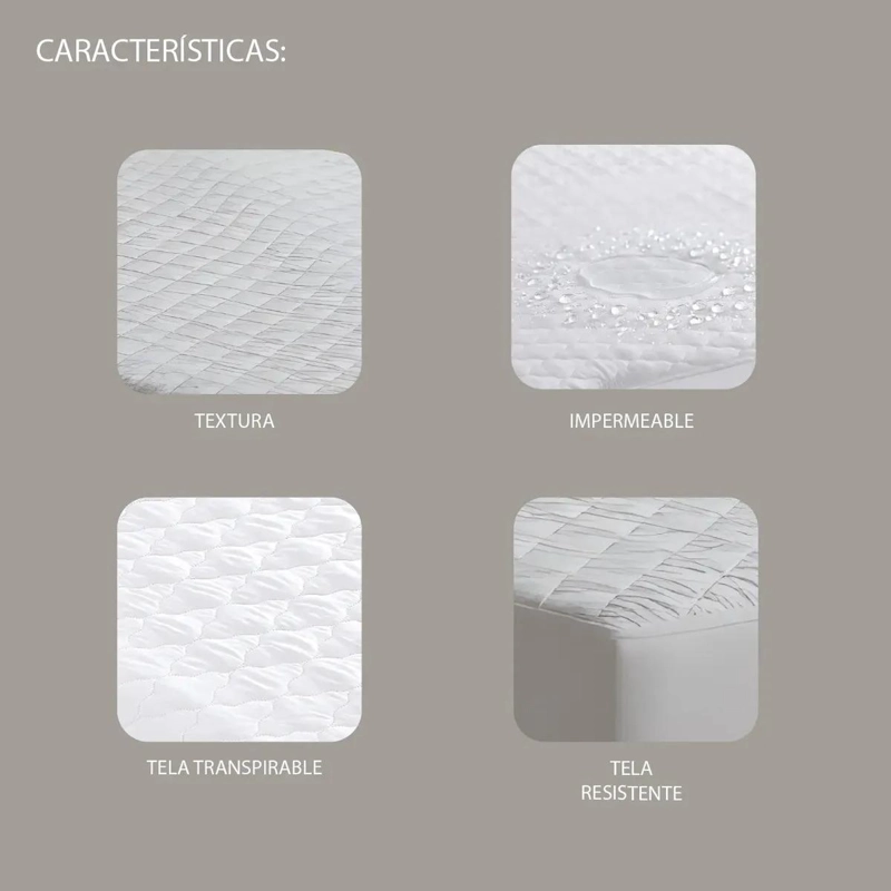 CUBRECOLCHON IMPERMEABLE PARA COLCHON DE 1 PLAZA BLANCO - 4