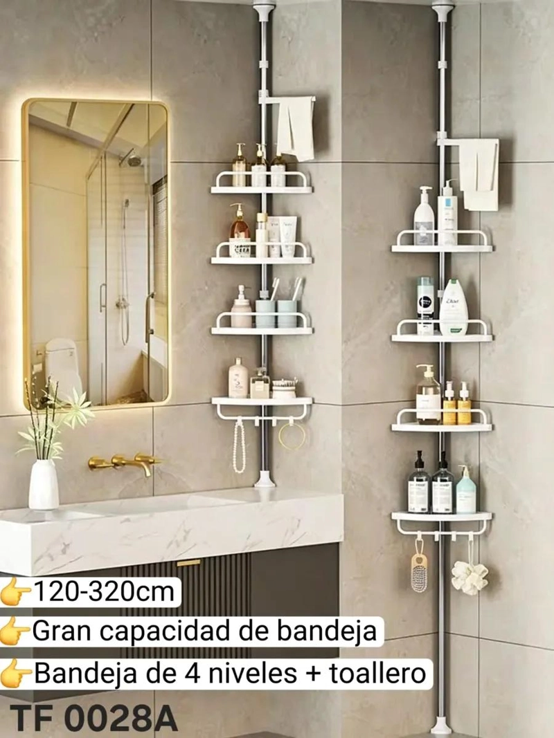 ORGANIZADOR TELESCOPICO DE DUCHA ESQUINERO CON 4 NIVELES - 2