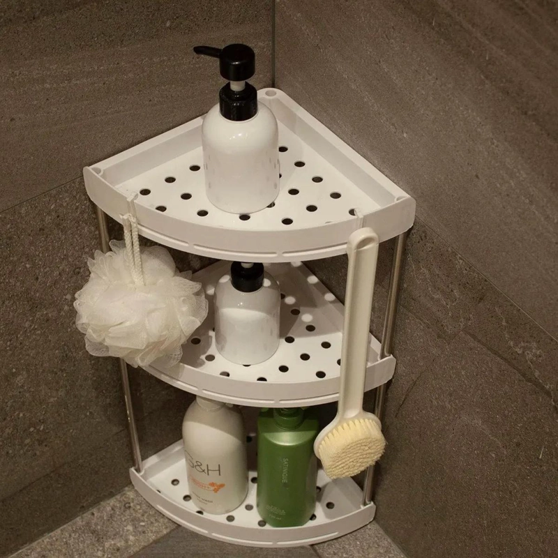 REPISA ESQUINERA PLASTICA BLANCA DE 3 NIVELES PARA BAÑO - 2