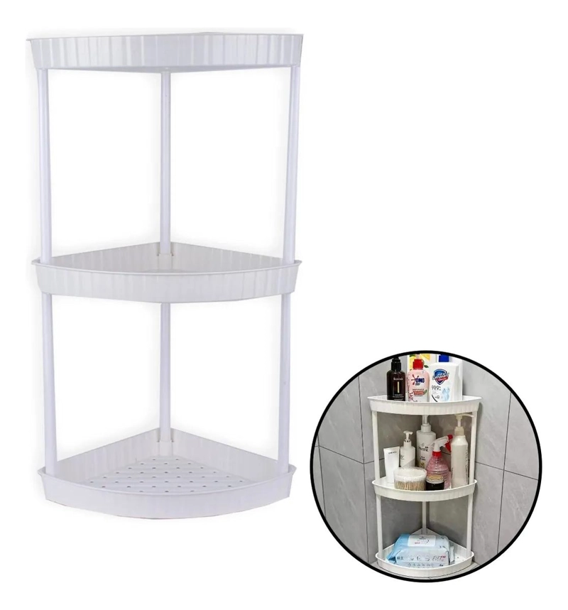 REPISA ESQUINERA PLASTICA BLANCA DE 3 NIVELES PARA BAÑO - 3