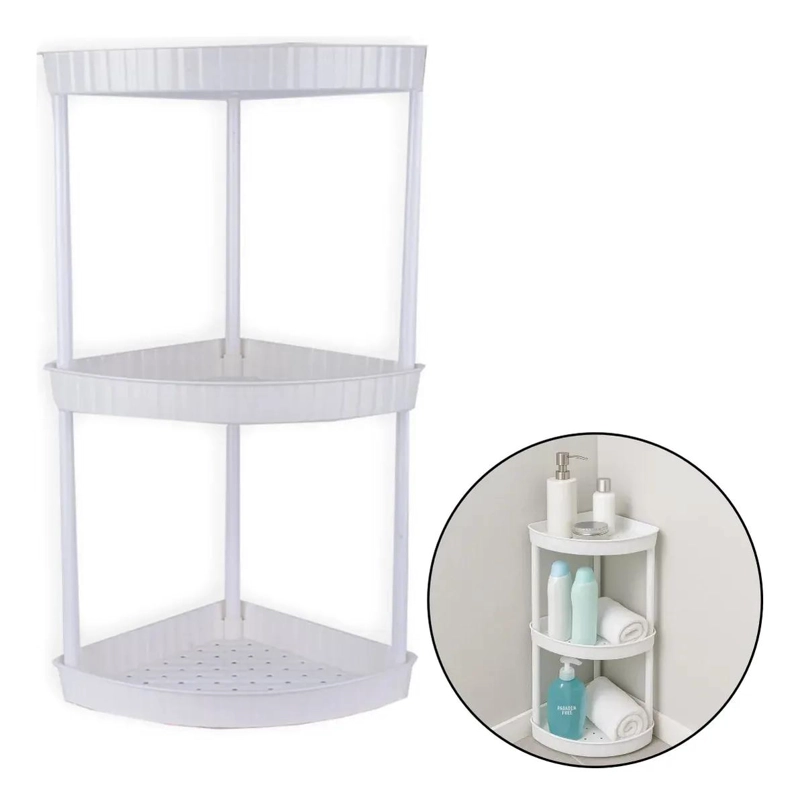 REPISA ESQUINERA PLASTICA BLANCA DE 3 NIVELES PARA BAÑO - 4