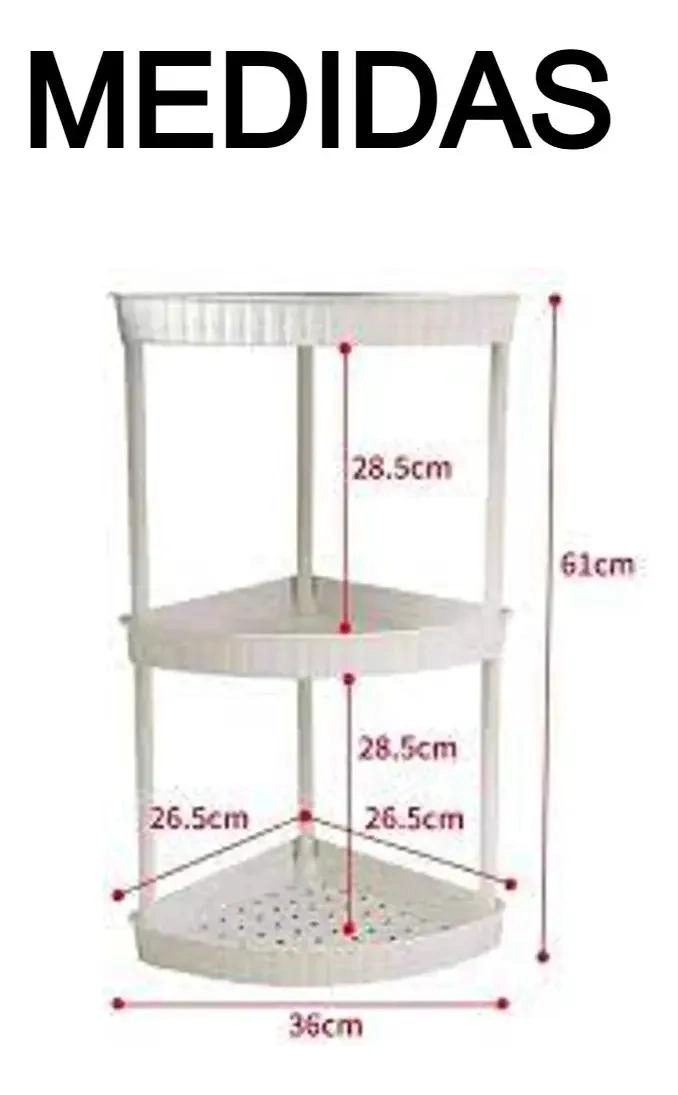 REPISA ESQUINERA PLASTICA BLANCA DE 3 NIVELES PARA BAÑO - 5