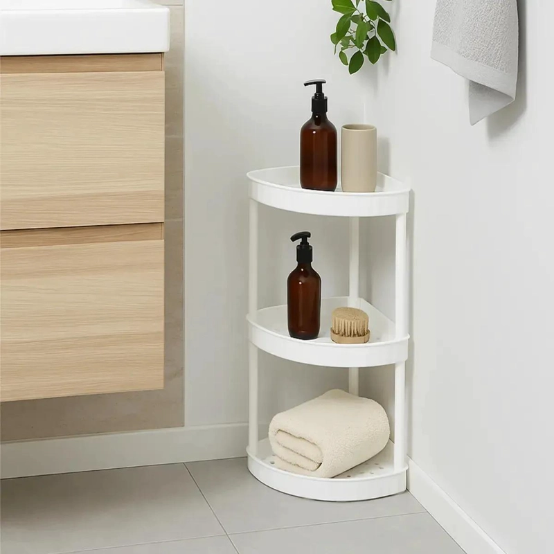 REPISA ESQUINERA PLASTICA BLANCA DE 3 NIVELES PARA BAÑO - 6