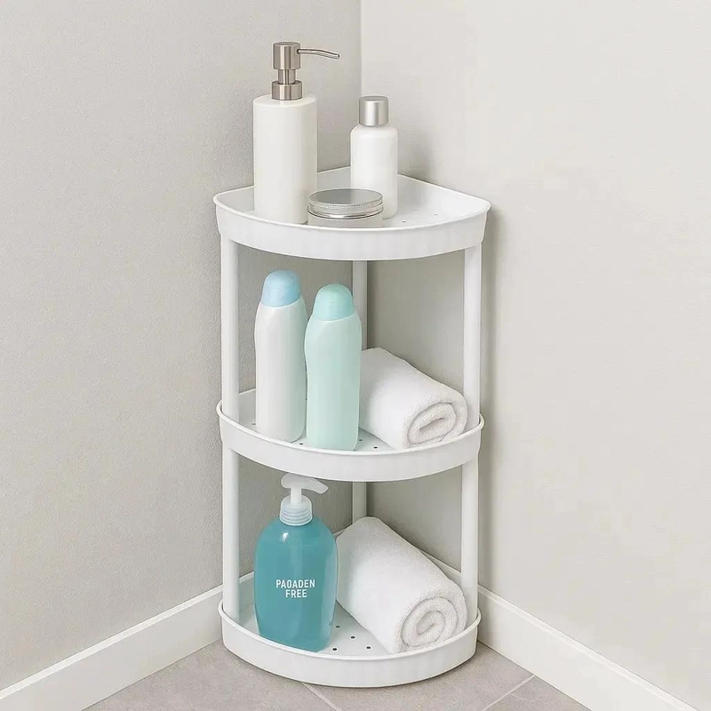 REPISA ESQUINERA PLASTICA BLANCA DE 3 NIVELES PARA BAÑO - 7
