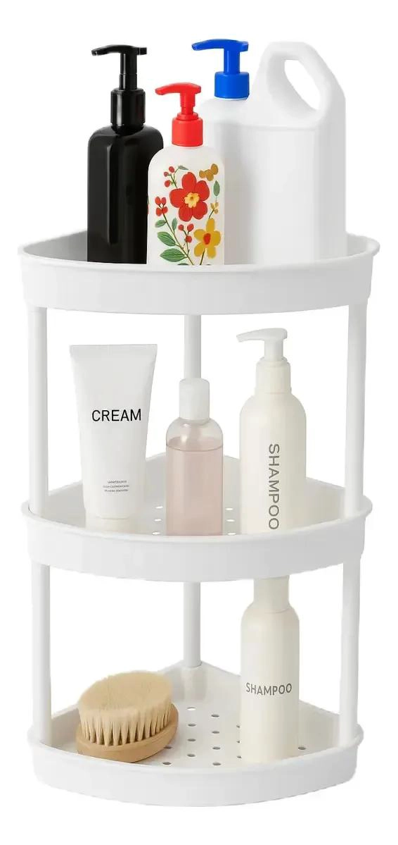 REPISA ESQUINERA PLASTICA BLANCA DE 3 NIVELES PARA BAÑO - 8