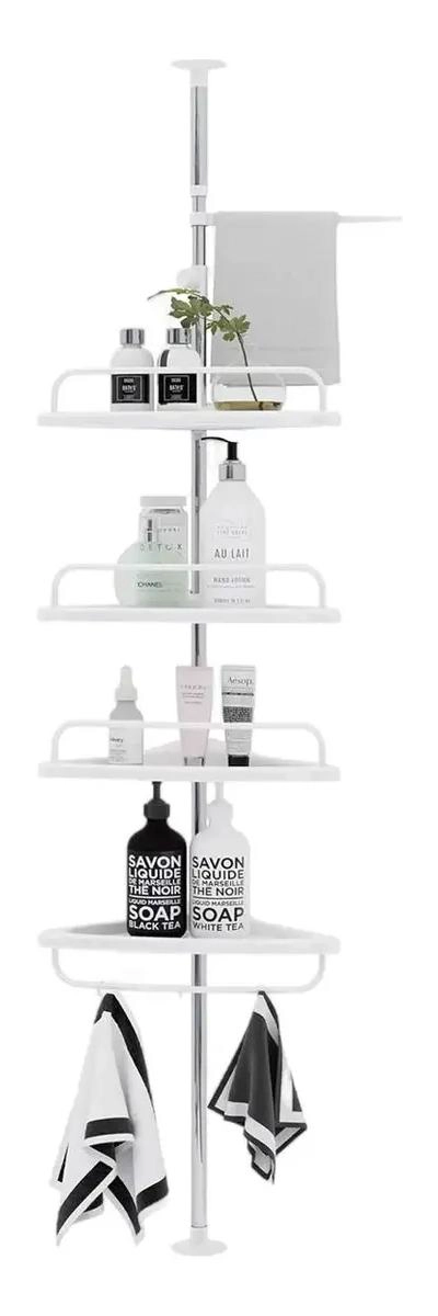 ESQUINERO ORGANIZADOR DE BAÑO BLANCO CON ACERO INOXIDABLE - 1