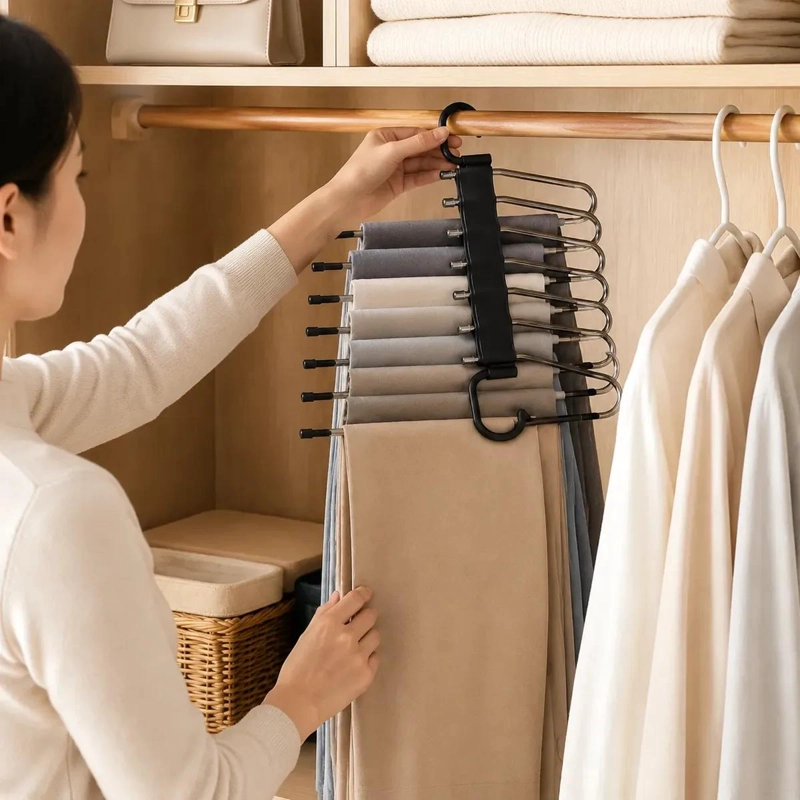 COLGADOR VERTICAL DE ROPA PARA PANTALONES 9 NIVELES - 9