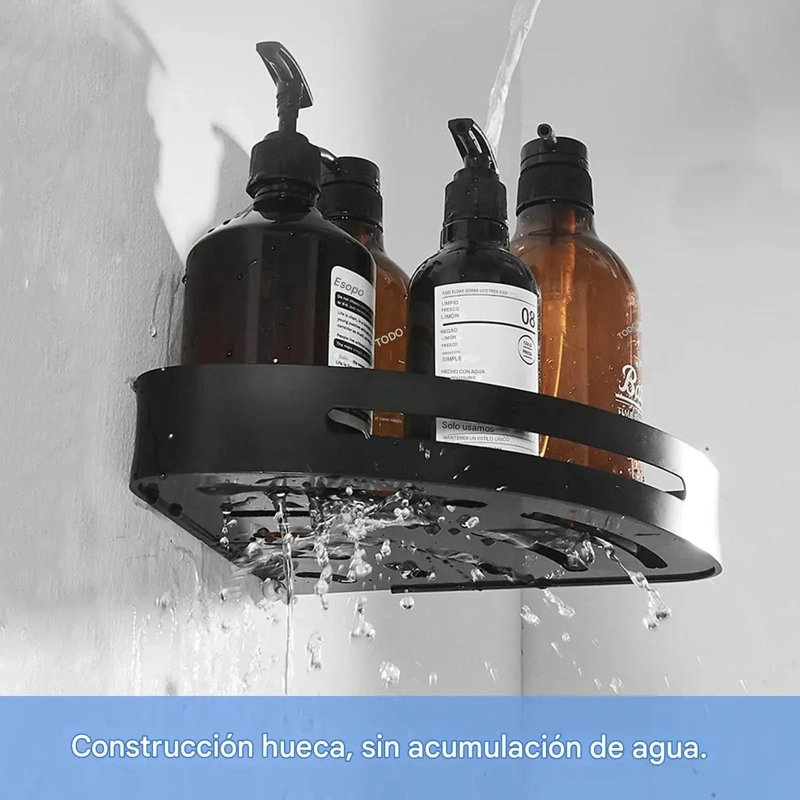 ORGANIZADOR ESQUINERO DE ALUMINIO CON 2 ESTANTES PARA BAÑO - 4