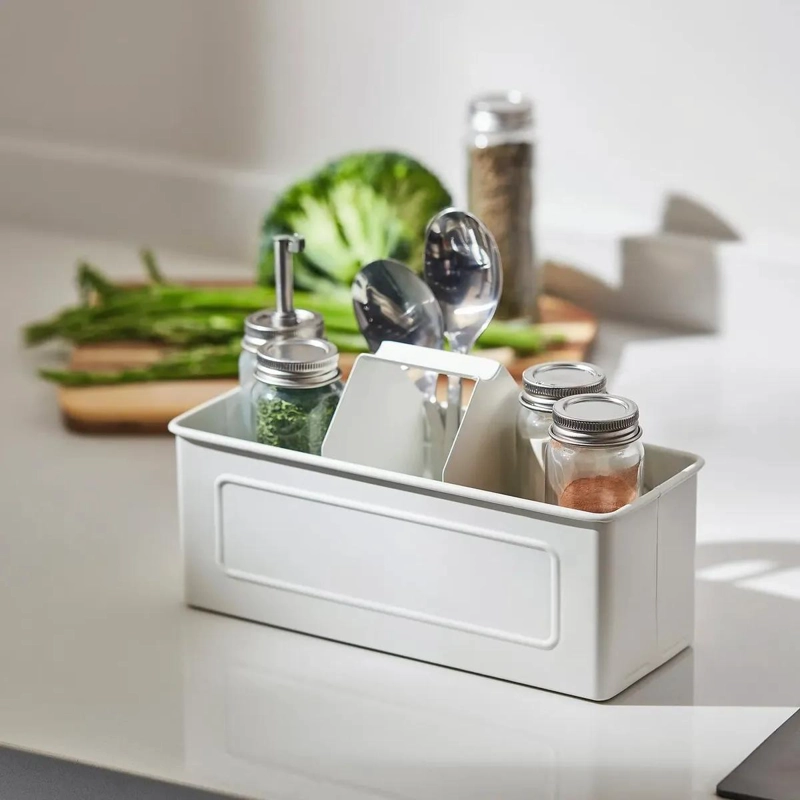 ORGANIZADOR DE ACERO BLANCO PARA UTENSILIOS DE COCINA - 6