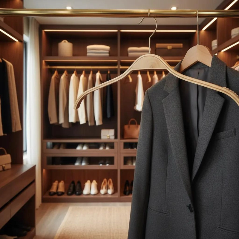 PACK DE 10 COLGADORES DE MADERA PARA ROPA ELEGANTES - 2