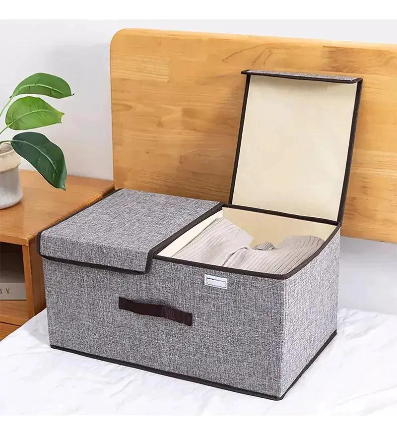 CAJA ORGANIZADORA RECTANGULAR PARA ROPA Y JUGUETES EN GRIS - 4