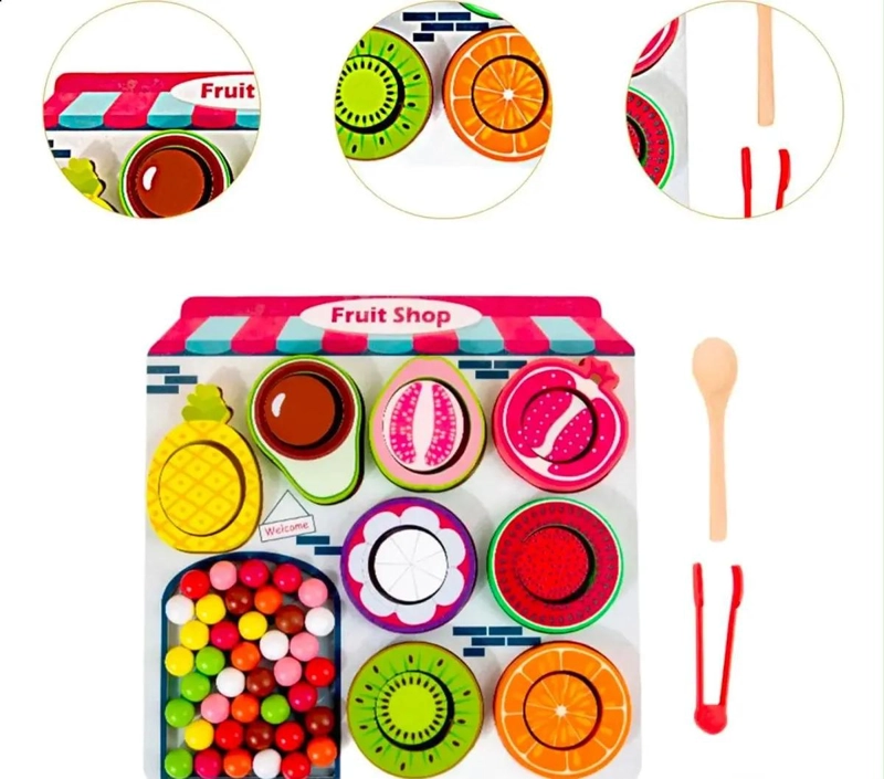 JUGUETE DIDACTICO DE MADERA PARA APRENDER FRUTAS - 1