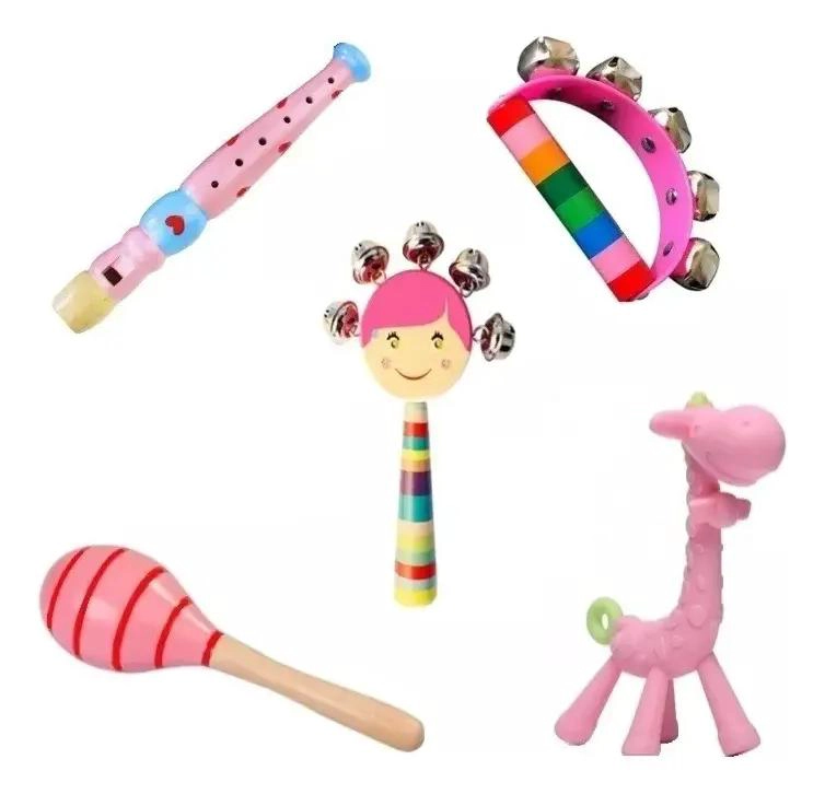 PACK DE 6 SONAJEROS DE MADERA PARA BEBE S ESTIMULACION TEMPRANA - 1