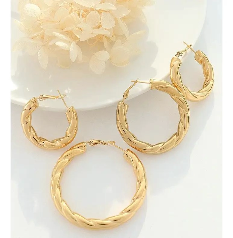 AROS ENROSCADOS BAÑADOS EN ORO 18K PARA MUJER - 3
