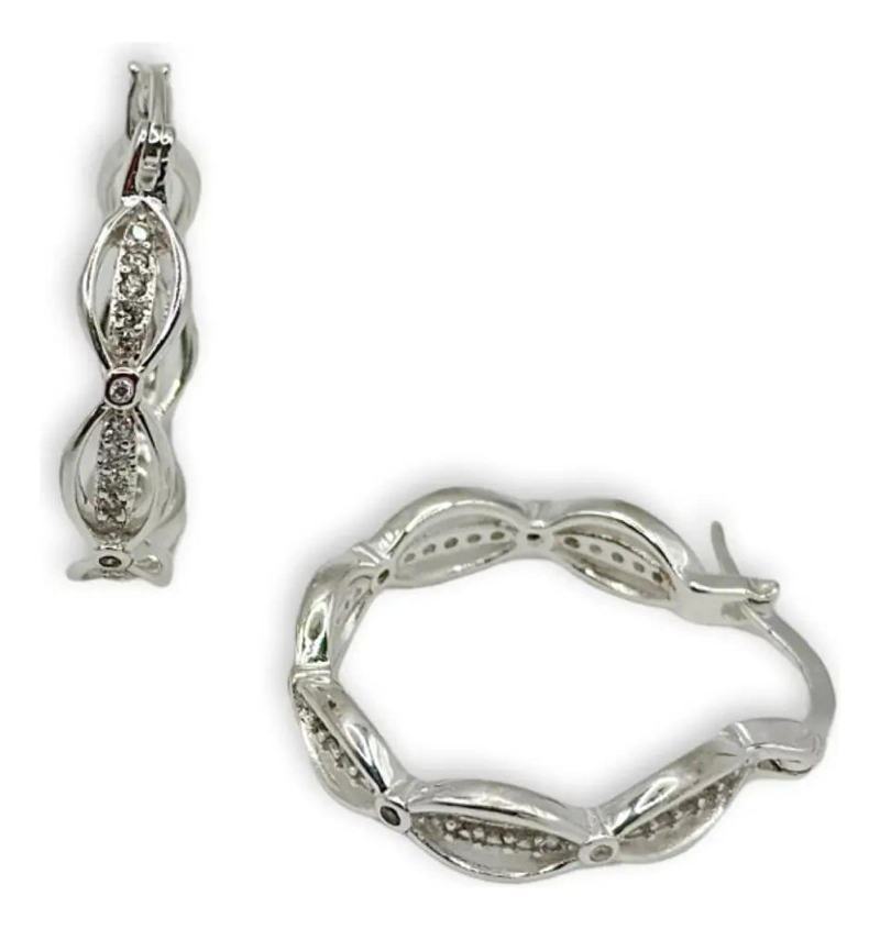 AROS DE PLATA ITALIANA 925 CON MICRO CIRCONES ELEGANTES - 1