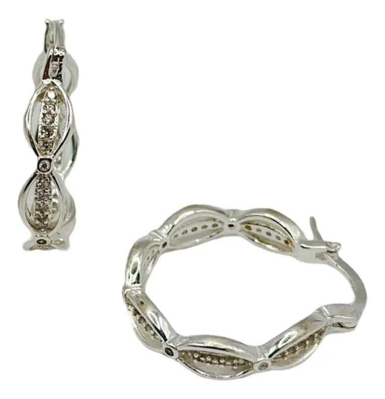 AROS DE PLATA ITALIANA 925 CON MICRO CIRCONES ELEGANTES - 2