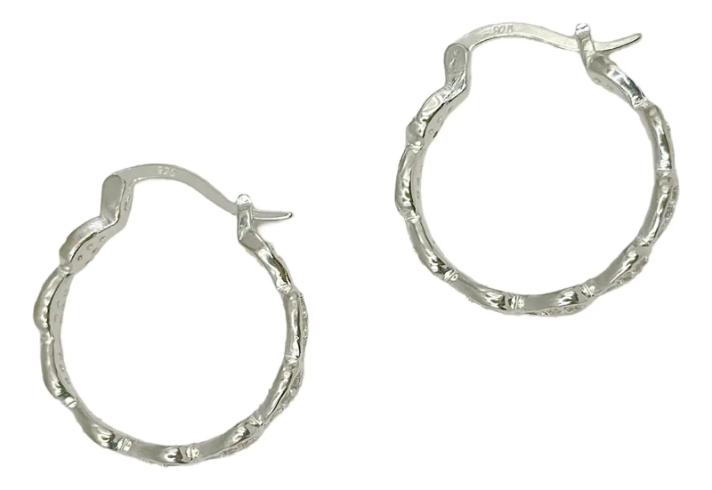 AROS DE PLATA ITALIANA 925 CON MICRO CIRCONES ELEGANTES - 3