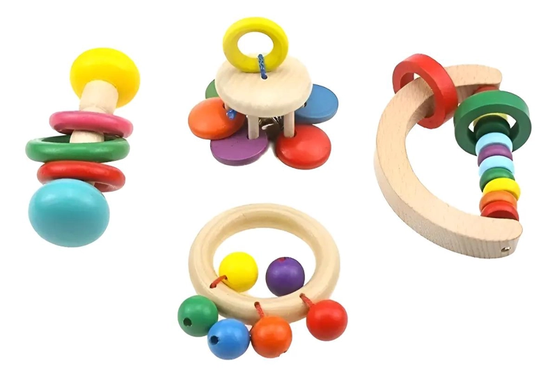 SONAJEROS DE MADERA PARA BEBE S ESTIMULACION TEMPRANA - 1