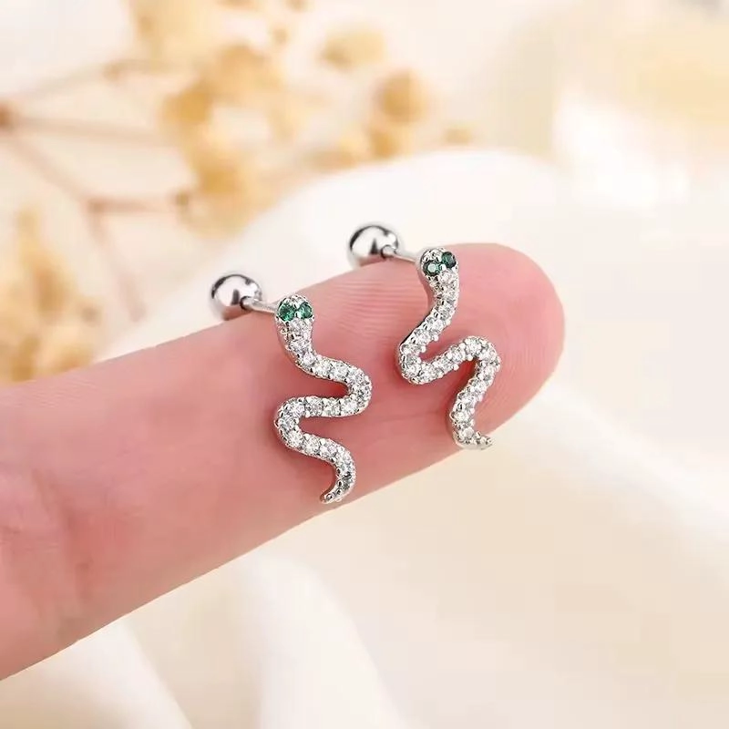 AROS DE PLATA FINA 925 CON DISEÑO DE SERPIENTE ESTILO COREANO - 2