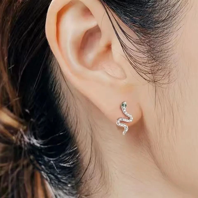 AROS DE PLATA FINA 925 CON DISEÑO DE SERPIENTE ESTILO COREANO - 3