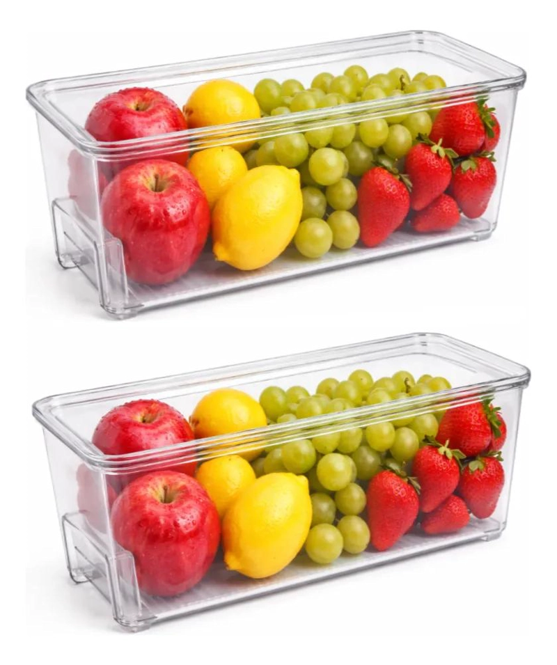 CONTENEDOR ORGANIZADOR TRANSPARENTE PARA REFRIGERADOR CON ASA - 1