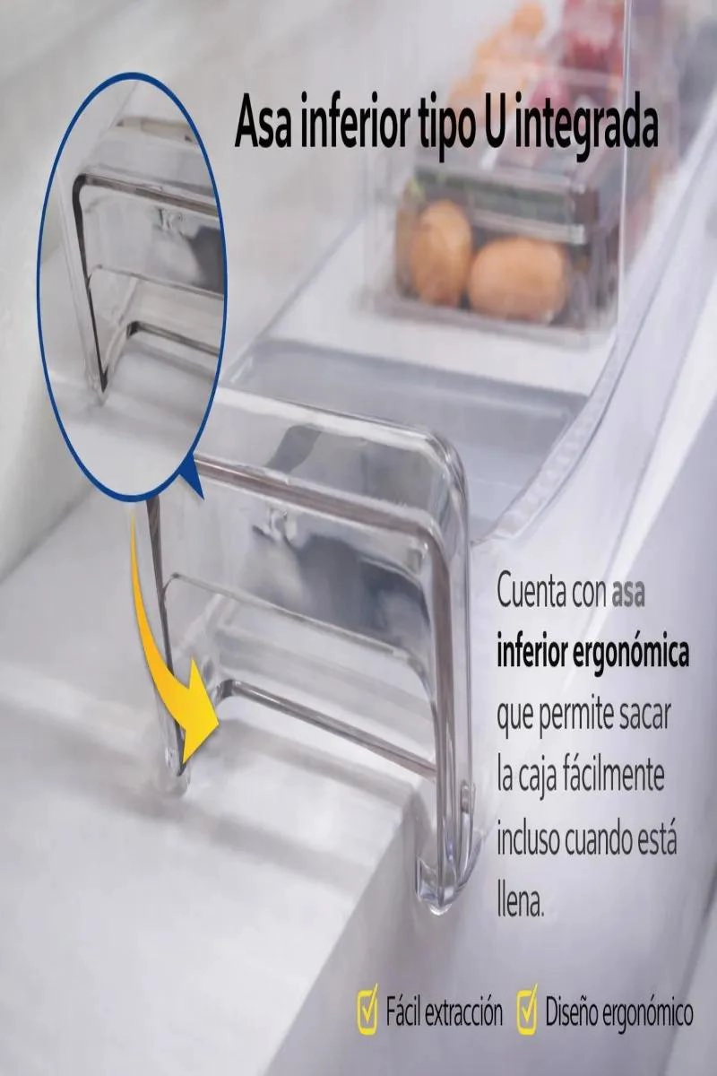 CONTENEDOR ORGANIZADOR TRANSPARENTE PARA REFRIGERADOR CON ASA - 5