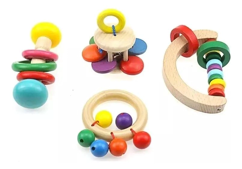 SONAJEROS DE MADERA PARA BEBE S ESTIMULACION TEMPRANA - 2