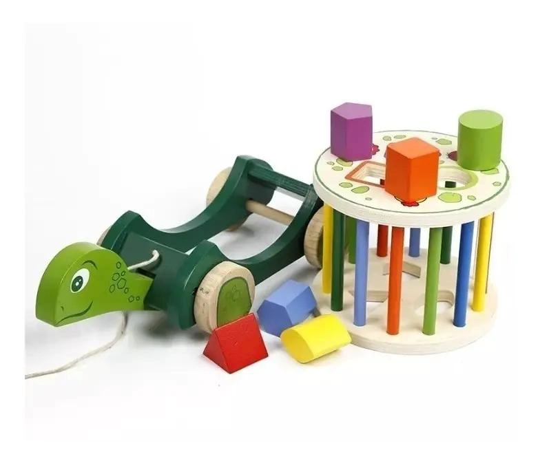 JUGUETE DIDACTICO DE MADERA TORTUGA PARA ARRASTRE Y ENCAJE - 2
