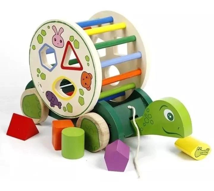 JUGUETE DIDACTICO DE MADERA TORTUGA PARA ARRASTRE Y ENCAJE - 3
