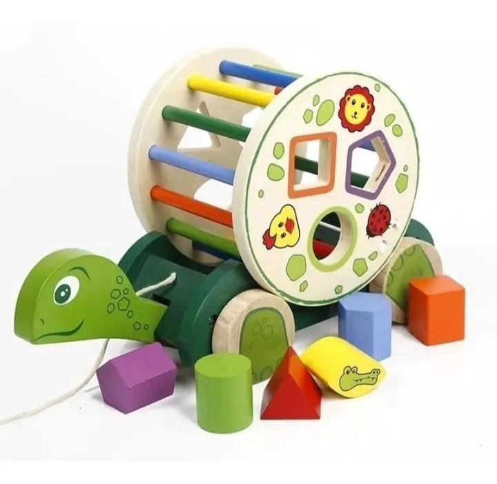 JUGUETE DIDACTICO DE MADERA TORTUGA PARA ARRASTRE Y ENCAJE - 4