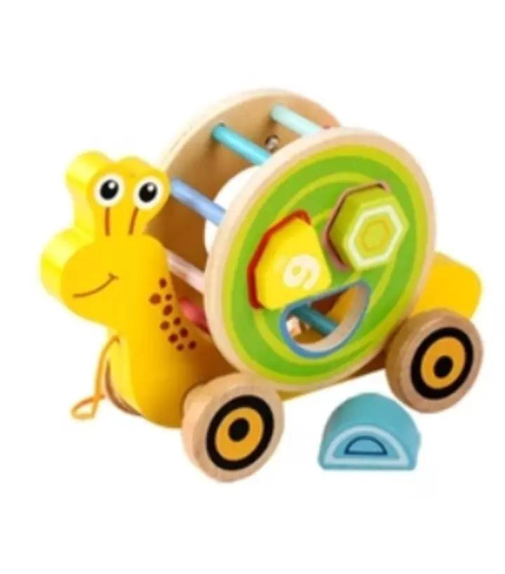 JUGUETE DE MADERA CARACOL PARA MOTRICIDAD Y ENCAJE - 1
