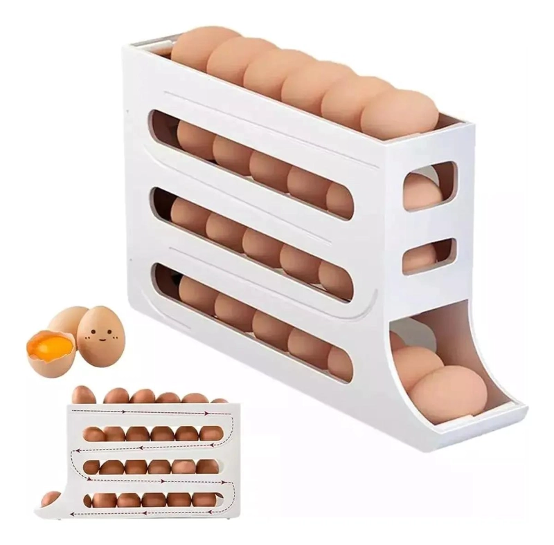 DISPENSADOR APILABLE DE HUEVOS DE PLASTICO CON 4 NIVELES - 1